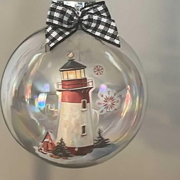 Upcycled Clear Glass Ornaments 3 Different Christmas Balls Light Ginger Gifts - Picture 10 of 15
